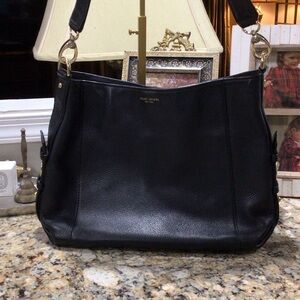 Henri Bendel Black Pebbled Leather Shoulder Bag